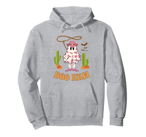 Boo Haw Ghost Western Cowgirl Halloween Kostüm Damen Groovy Pullover Hoodie Boo Haw Ghost Western Cowgirl Halloween Kostüm Damen Groovy Pullover Hoodie von Halloween Western Cowboy Costume Ghost Cowgirl Tee