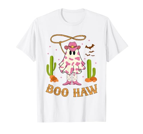 Boo Haw Ghost Western Cowgirl Halloween Kostüm für Damen T-Shirt von Halloween Western Cowboy Costume Ghost Cowgirl Tee
