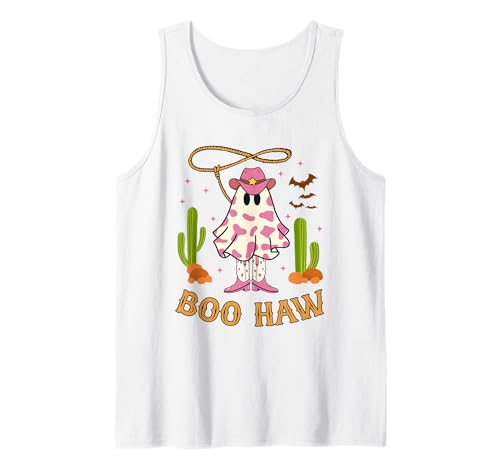 Boo Haw Ghost Western Cowgirl Halloween Kostüm für Damen Tank Top von Halloween Western Cowboy Costume Ghost Cowgirl Tee