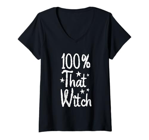 Damen 100% Diese Hexe, Halloween-Hexenzauber T-Shirt mit V-Ausschnitt Damen 100% Diese Hexe, Halloween-Hexenzauber T-Shirt mit V-Ausschnitt von Halloween Witch Magic Spooky Vibes