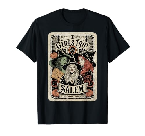 Mädchen Reisen nach Salem Time to Get Wicked Salem 1692 Halloween T-Shirt Mädchen Reisen nach Salem Time to Get Wicked Salem 1692 Halloween T-Shirt von Halloween Witch Tarot Card Women tee