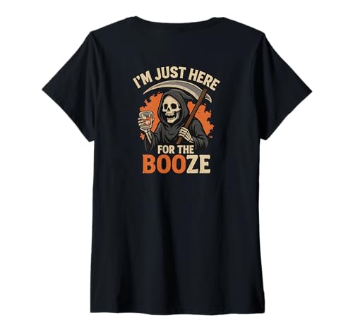 Damen -Backprint-, Boo-Halloween Booze, Whiskey Kostüm Halloween T-Shirt mit V-Ausschnitt Damen -Backprint-, Boo-Halloween Booze, Whiskey Kostüm Halloween T-Shirt mit V-Ausschnitt von Halloween Witches Gothic Clothing Accessories Gift