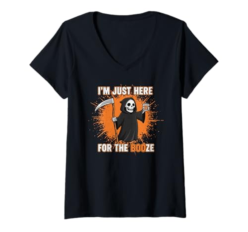 Damen Boo-Halloween Booze, Männer Kostüm Whiskey Halloween T-Shirt mit V-Ausschnitt Damen Boo-Halloween Booze, Männer Kostüm Whiskey Halloween T-Shirt mit V-Ausschnitt von Halloween Witches Gothic Clothing Accessories Gift