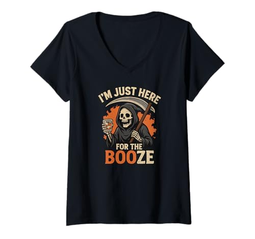 Damen Boo-Halloween Booze, Männer Kostüm Whiskey Halloween T-Shirt mit V-Ausschnitt Damen Boo-Halloween Booze, Männer Kostüm Whiskey Halloween T-Shirt mit V-Ausschnitt von Halloween Witches Gothic Clothing Accessories Gift