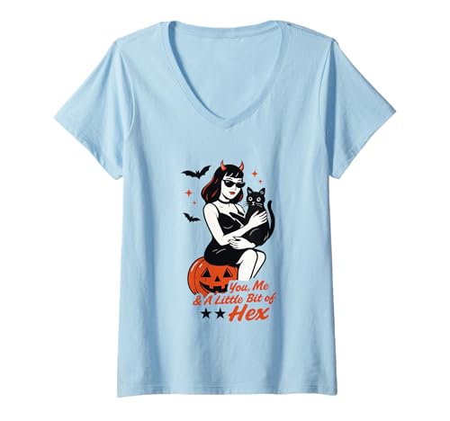 Damen Du, ich und EIN bisschen Hex T-Shirt mit V-Ausschnitt Damen Du, ich und EIN bisschen Hex T-Shirt mit V-Ausschnitt von Halloween Witchy Vibes Gothic Magic