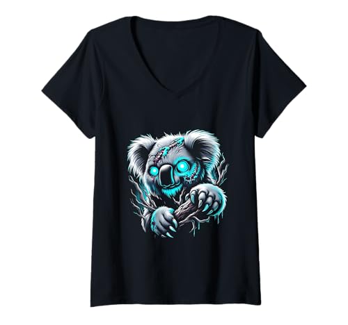 Damen Zombie Koala Bear Creepy Halloween Costome Spooky Season T-Shirt mit V-Ausschnitt Damen Zombie Koala Bear Creepy Halloween Costome Spooky Season T-Shirt mit V-Ausschnitt von Halloween Zombie Creepy By Gnineza
