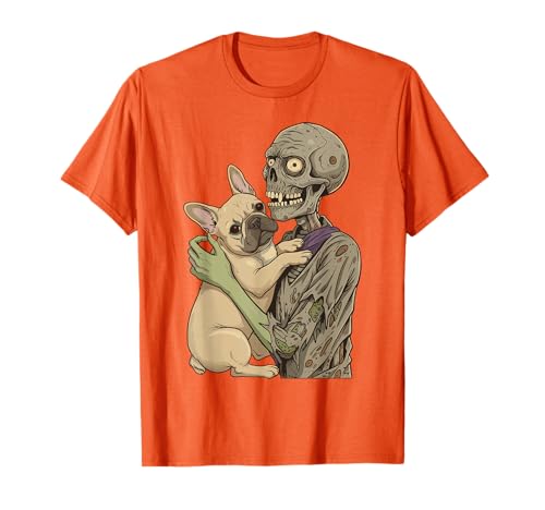 Zombie-Hund, Halloween-Hundeliebhaber, Frenchie, Mama, Papa T-Shirt Zombie-Hund, Halloween-Hundeliebhaber, Frenchie, Mama, Papa T-Shirt von Halloween Zombie Hugging French Bulldog