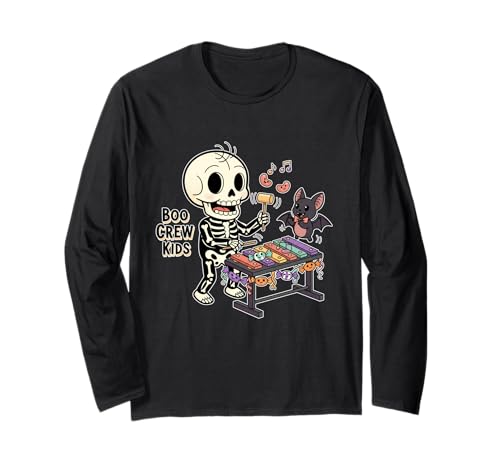 Boo Crew Kinder Skelett Xylophon Langarmshirt Boo Crew Kinder Skelett Xylophon Langarmshirt von Halloween boo crew kids skeleton music candy band