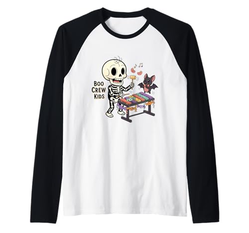 Boo Crew Kinder Skelett Xylophon Raglan Boo Crew Kinder Skelett Xylophon Raglan von Halloween boo crew kids skeleton music candy band
