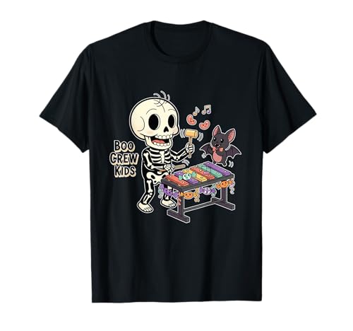 Boo Crew Kinder Skelett Xylophon T-Shirt Boo Crew Kinder Skelett Xylophon T-Shirt von Halloween boo crew kids skeleton music candy band
