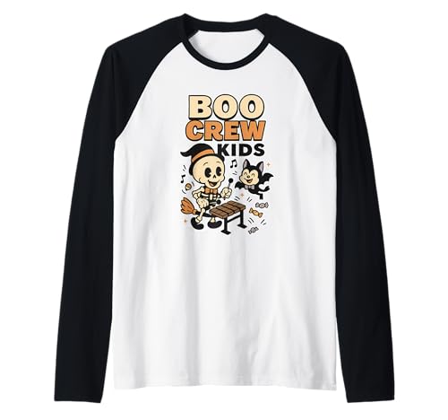 Boo Crew Kinder-Skelett-Band Raglan Boo Crew Kinder-Skelett-Band Raglan von Halloween boo crew kids spooky band cute skeleton