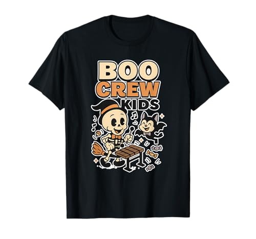 Boo Crew Kinder-Skelett-Band T-Shirt Boo Crew Kinder-Skelett-Band T-Shirt von Halloween boo crew kids spooky band cute skeleton