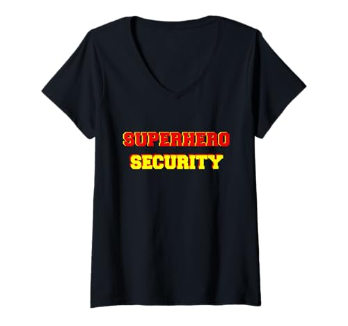 Damen Superhelden-Sicherheit T-Shirt mit V-Ausschnitt Damen Superhelden-Sicherheit T-Shirt mit V-Ausschnitt von Halloween costume for those with little superheros