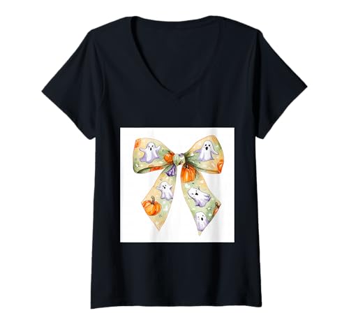 Damen Schleife in Aquarell || Kokette || Ästhetische Halloween-Schleife T-Shirt mit V-Ausschnitt Damen Schleife in Aquarell || Kokette || Ästhetische Halloween-Schleife T-Shirt mit V-Ausschnitt von Halloween cute theme