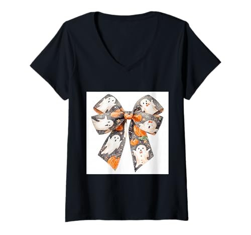 Damen Schleife in Aquarell || Kokette || Ästhetische Halloween-Schleife T-Shirt mit V-Ausschnitt Damen Schleife in Aquarell || Kokette || Ästhetische Halloween-Schleife T-Shirt mit V-Ausschnitt von Halloween cute theme