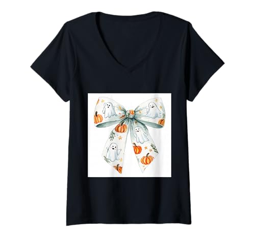 Damen Schleife in Aquarell || Kokette || Ästhetische Halloween-Schleife T-Shirt mit V-Ausschnitt Damen Schleife in Aquarell || Kokette || Ästhetische Halloween-Schleife T-Shirt mit V-Ausschnitt von Halloween cute theme