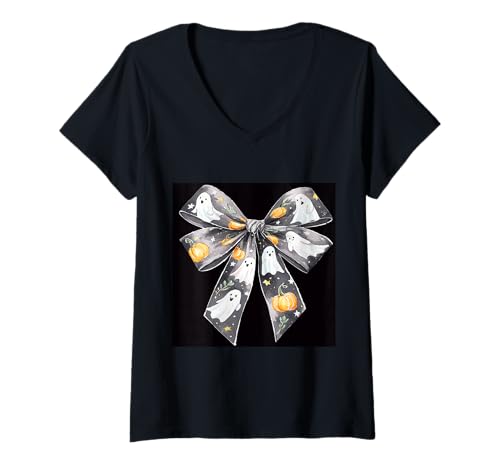 Damen Schleife in Aquarell || Kokette || Ästhetische Halloween-Schleife T-Shirt mit V-Ausschnitt Damen Schleife in Aquarell || Kokette || Ästhetische Halloween-Schleife T-Shirt mit V-Ausschnitt von Halloween cute theme