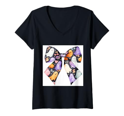 Damen Schleife in Aquarell || Kokette || Ästhetische Halloween-Schleife T-Shirt mit V-Ausschnitt Damen Schleife in Aquarell || Kokette || Ästhetische Halloween-Schleife T-Shirt mit V-Ausschnitt von Halloween cute theme