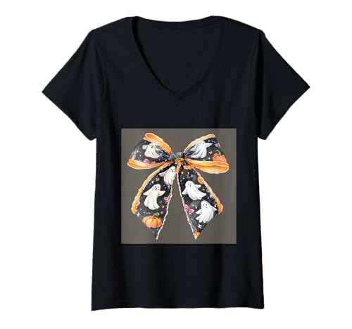 Damen Schleife in Aquarell || Kokette || Ästhetische Halloween-Schleife T-Shirt mit V-Ausschnitt Damen Schleife in Aquarell || Kokette || Ästhetische Halloween-Schleife T-Shirt mit V-Ausschnitt von Halloween cute theme