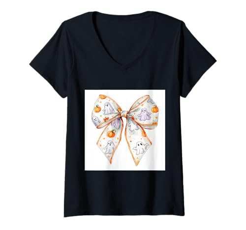Damen Schleife in Aquarell || Kokette || Ästhetische Halloween-Schleife T-Shirt mit V-Ausschnitt Damen Schleife in Aquarell || Kokette || Ästhetische Halloween-Schleife T-Shirt mit V-Ausschnitt von Halloween cute theme