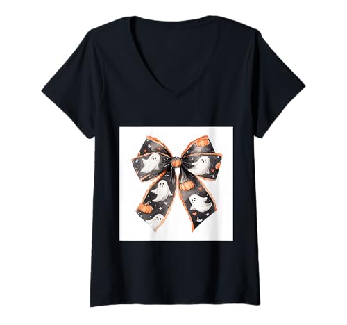 Damen Schleife in Aquarell || Kokette || Ästhetische Halloween-Schleife T-Shirt mit V-Ausschnitt Damen Schleife in Aquarell || Kokette || Ästhetische Halloween-Schleife T-Shirt mit V-Ausschnitt von Halloween cute theme