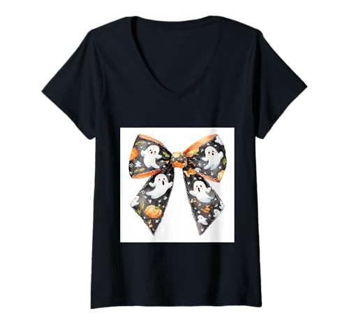 Damen Schleife in Aquarell || Kokette || Ästhetische Halloween-Schleife T-Shirt mit V-Ausschnitt Damen Schleife in Aquarell || Kokette || Ästhetische Halloween-Schleife T-Shirt mit V-Ausschnitt von Halloween cute theme