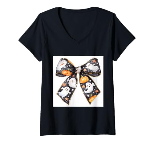 Damen Schleife in Aquarell || Kokette || Ästhetische Halloween-Schleife T-Shirt mit V-Ausschnitt Damen Schleife in Aquarell || Kokette || Ästhetische Halloween-Schleife T-Shirt mit V-Ausschnitt von Halloween cute theme