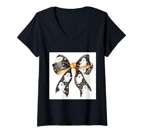 Damen Schleife in Aquarell || Kokette || Ästhetische Halloween-Schleife T-Shirt mit V-Ausschnitt Damen Schleife in Aquarell || Kokette || Ästhetische Halloween-Schleife T-Shirt mit V-Ausschnitt von Halloween cute theme
