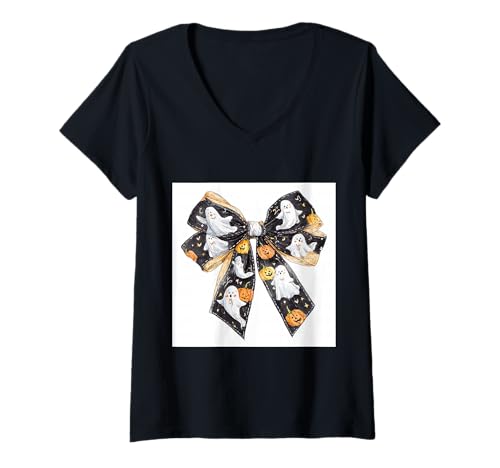 Damen Schleife in Aquarell || Kokette || Ästhetische Halloween-Schleife T-Shirt mit V-Ausschnitt Damen Schleife in Aquarell || Kokette || Ästhetische Halloween-Schleife T-Shirt mit V-Ausschnitt von Halloween cute theme