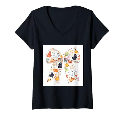 Damen Schleife in Aquarell || Kokette || Ästhetische Halloween-Schleife T-Shirt mit V-Ausschnitt Damen Schleife in Aquarell || Kokette || Ästhetische Halloween-Schleife T-Shirt mit V-Ausschnitt von Halloween cute theme