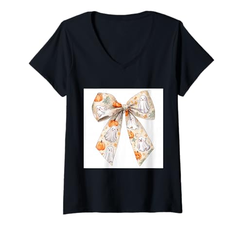 Damen Schleife in Aquarell || Kokette || Ästhetische Halloween-Schleife T-Shirt mit V-Ausschnitt Damen Schleife in Aquarell || Kokette || Ästhetische Halloween-Schleife T-Shirt mit V-Ausschnitt von Halloween cute theme
