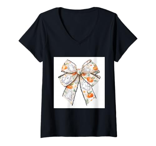 Damen Schleife in Aquarell || Kokette || Ästhetische Halloween-Schleife T-Shirt mit V-Ausschnitt Damen Schleife in Aquarell || Kokette || Ästhetische Halloween-Schleife T-Shirt mit V-Ausschnitt von Halloween cute theme
