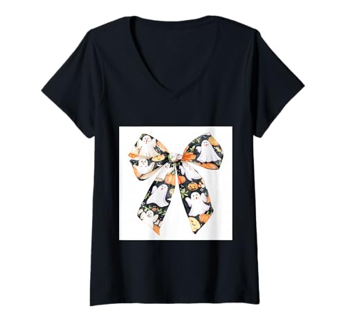 Damen Schleife in Aquarell || Kokette || Ästhetische Halloween-Schleife T-Shirt mit V-Ausschnitt Damen Schleife in Aquarell || Kokette || Ästhetische Halloween-Schleife T-Shirt mit V-Ausschnitt von Halloween cute theme