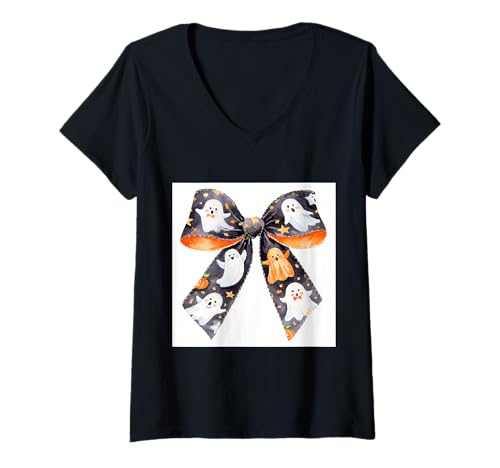 Damen Schleife in Aquarell || Kokette || Ästhetische Halloween-Schleife T-Shirt mit V-Ausschnitt Damen Schleife in Aquarell || Kokette || Ästhetische Halloween-Schleife T-Shirt mit V-Ausschnitt von Halloween cute theme