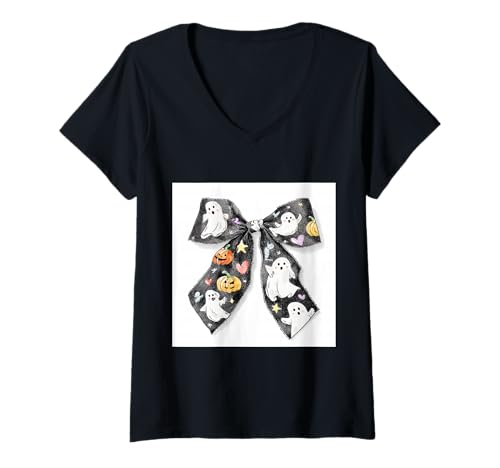 Damen Schleife in Aquarell || Kokette || Ästhetische Halloween-Schleife T-Shirt mit V-Ausschnitt Damen Schleife in Aquarell || Kokette || Ästhetische Halloween-Schleife T-Shirt mit V-Ausschnitt von Halloween cute theme