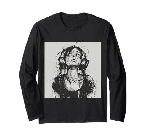 Goth Girl Zombie Emo Gothic Mädchen mit Kopfhörern Langarmshirt von Halloween cute theme