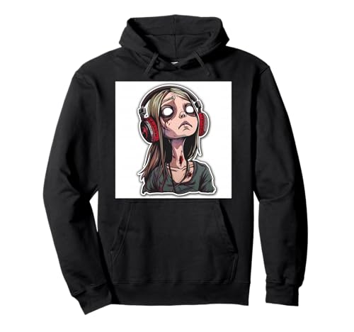 Goth Girl Zombie Emo Gothic Mädchen mit Kopfhörern Pullover Hoodie von Halloween cute theme