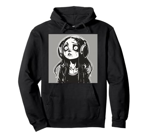 Goth Girl Zombie Emo Gothic Mädchen mit Kopfhörern Pullover Hoodie von Halloween cute theme