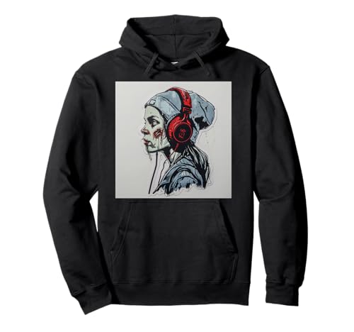 Goth Girl Zombie Emo Gothic Mädchen mit Kopfhörern Pullover Hoodie von Halloween cute theme