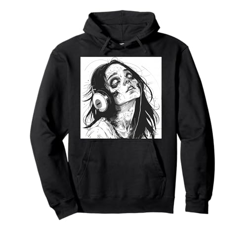 Goth Girl Zombie Emo Gothic Mädchen mit Kopfhörern Pullover Hoodie von Halloween cute theme