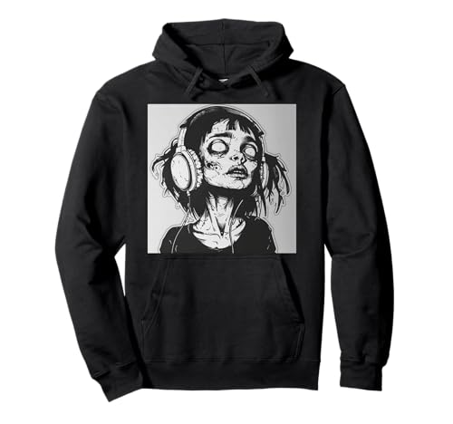 Goth Girl Zombie Emo Gothic Mädchen mit Kopfhörern Pullover Hoodie von Halloween cute theme