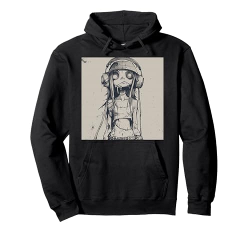 Goth Girl Zombie Emo Gothic Mädchen mit Kopfhörern Pullover Hoodie von Halloween cute theme
