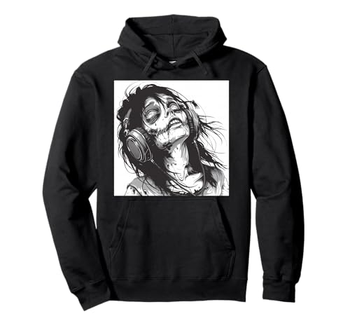 Goth Girl Zombie Emo Gothic Mädchen mit Kopfhörern Pullover Hoodie von Halloween cute theme