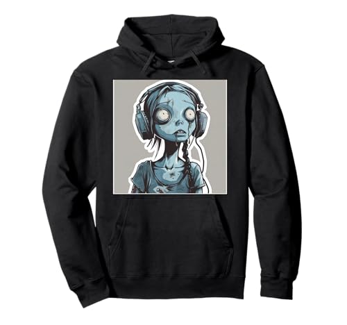 Goth Girl Zombie Emo Gothic Mädchen mit Kopfhörern Pullover Hoodie von Halloween cute theme