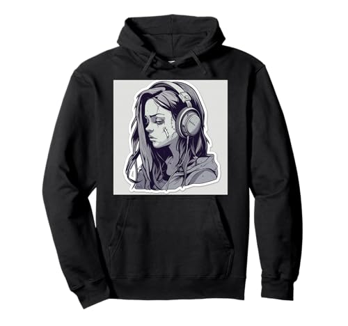Goth Girl Zombie Emo Gothic Mädchen mit Kopfhörern Pullover Hoodie von Halloween cute theme