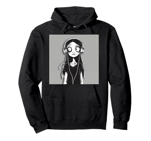 Goth Girl Zombie Emo Gothic Mädchen mit Kopfhörern Pullover Hoodie von Halloween cute theme