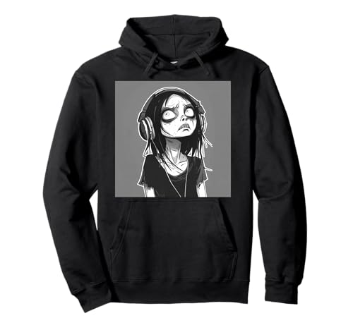 Goth Girl Zombie Emo Gothic Mädchen mit Kopfhörern Pullover Hoodie von Halloween cute theme