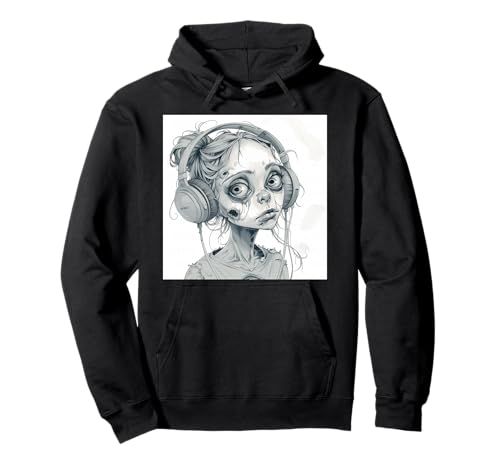 Goth Girl Zombie Emo Gothic Mädchen mit Kopfhörern Pullover Hoodie von Halloween cute theme