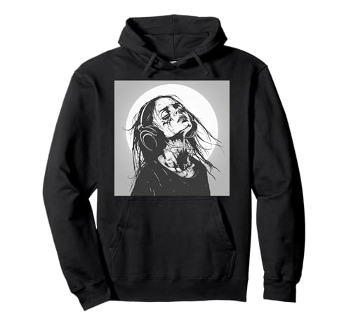 Goth Girl Zombie Emo Gothic Mädchen mit Kopfhörern Pullover Hoodie von Halloween cute theme
