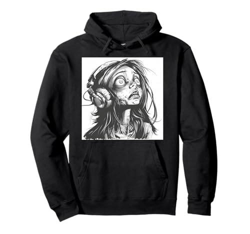 Goth Girl Zombie Emo Gothic Mädchen mit Kopfhörern Pullover Hoodie von Halloween cute theme
